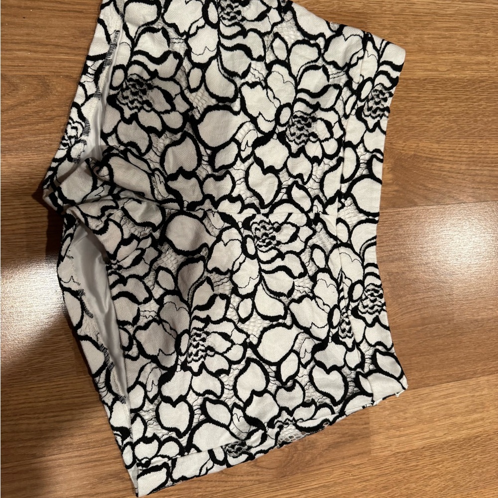 Express Black and White Floral Shorts